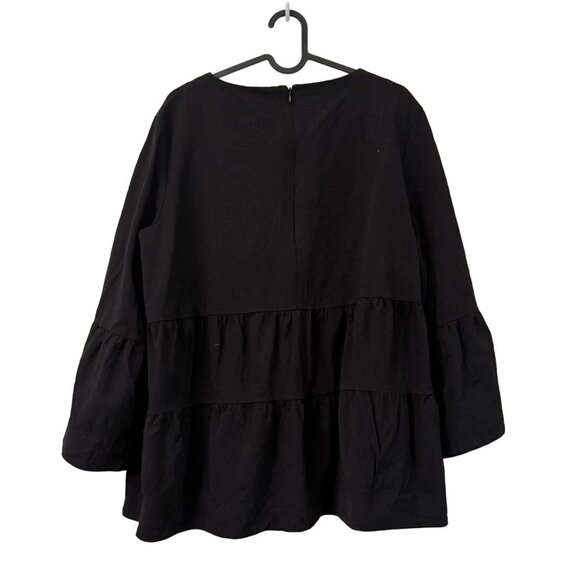COS Black Wool Tiered Flared Sleeve Blouse Top Womens Size 12 - Picture 6 of 6